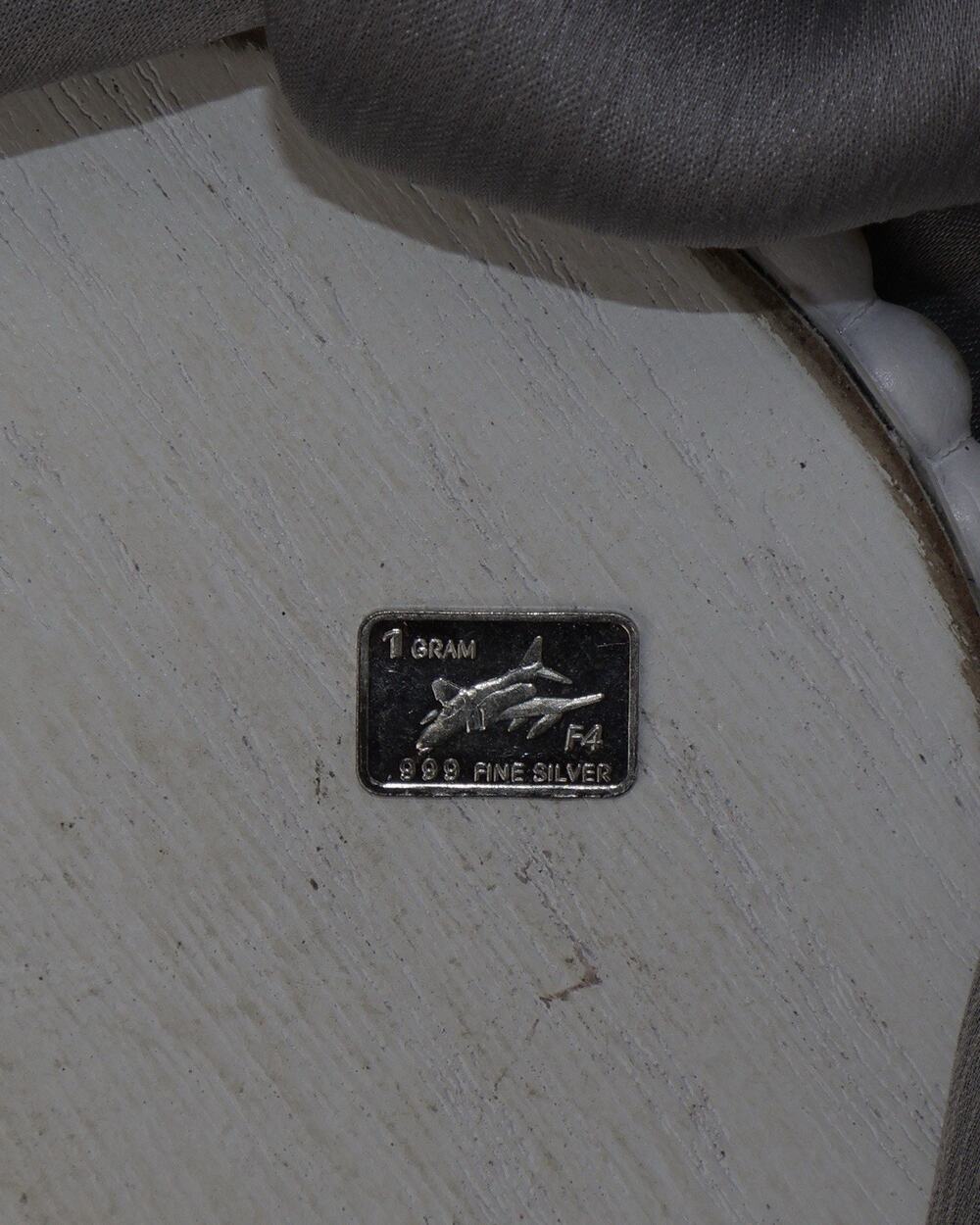 .999 Fine Silver F-4 Phantom fighter jet Bar 1G / 0.5in